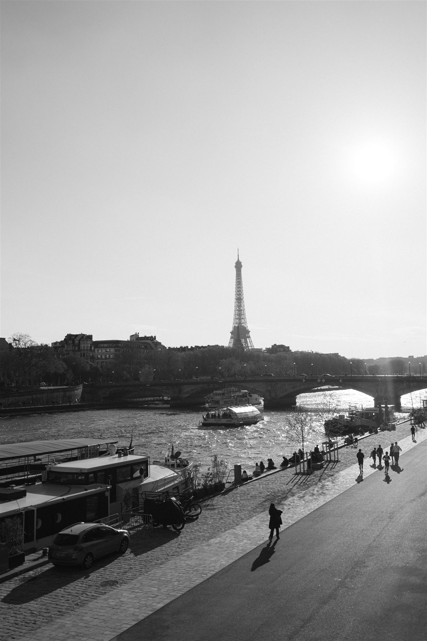 The Seine and the Eiffel Tower at first light in Paris.